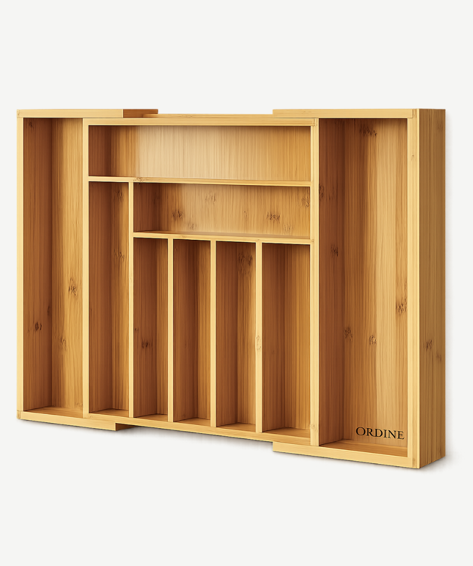 WKŁAD DO SZUFLADY ORGANIZER ROZSUWANY NA SZTUĆCE BAMBUSOWY REGULOWANY